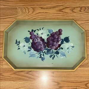 Vintage  Nashco Decorative Tray with Grape Design
